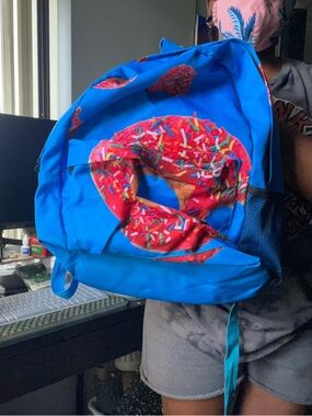PSD Blue Backpack with pink Donut Print
